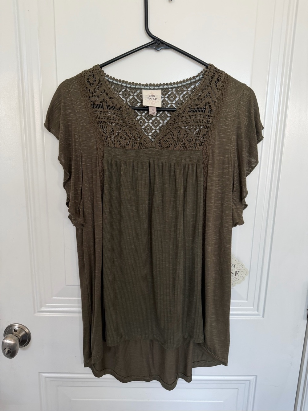 Crochet Olive Green Women's Top